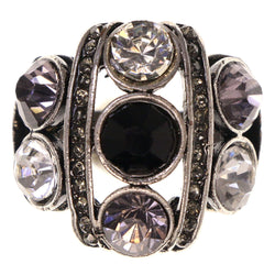 Mi Amore Crystal Sized-Ring Silver-Tone/Purple Size 10.00