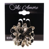 Mi Amore Bead Sized-Ring Silver-Tone/Black Size 8.00
