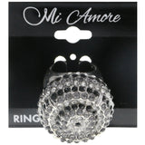 Mi Amore Crystal Sized-Ring Silver-Tone/Black Size 8.00