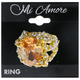 Mi Amore Flower Crystal Sized-Ring Gold-Tone & Orange Size 9.00