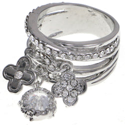 Mi Amore Flower Sized-Ring Silver-Tone Size 8.00