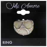 Mi Amore Crystal Sized-Ring Silver-Tone/Yellow Size 7.00