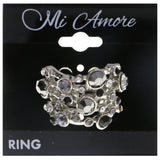 Mi Amore Crystal Sized-Ring Silver-Tone/Black Size 7.00