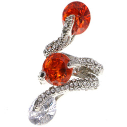 Mi Amore Crystal Sized-Ring Silver-Tone/Orange Size 8.00