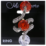 Mi Amore Crystal Sized-Ring Silver-Tone/Orange Size 8.00
