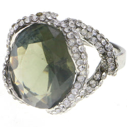 Mi Amore Crystal Sized-Ring Silver-Tone/Green Size 9.00