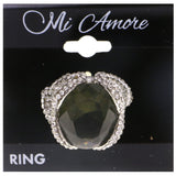 Mi Amore Crystal Sized-Ring Silver-Tone/Green Size 9.00
