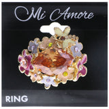 Mi Amore Flower Crystal Sized-Ring Gold-Tone & Multicolor Size 8.00