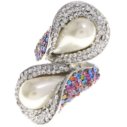 Mi Amore Crystal Crystal Sized-Ring Silver-Tone & Multicolor Size 6.00