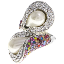 Mi Amore Crystal Sized-Ring Silver-Tone/Multicolor Size 7.00