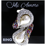Mi Amore Crystal Sized-Ring Silver-Tone/Multicolor Size 7.00