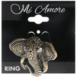 Mi Amore Elephant Crystal Adjustable-Ring Gold-Tone Size 1.00