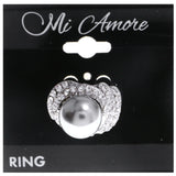 Mi Amore Crystal Sized-Ring Silver-Tone/Gray Size 7.00