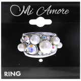 Mi Amore AB Finish Crystal Sized-Ring Silver-Tone & White Size 6.00
