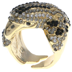 Mi Amore Eagle Crystal Sized-Ring Gold-Tone & Black Size 8.00