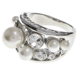 Mi Amore Crystal Sized-Ring Silver-Tone/White Size 8.00