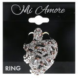 Mi Amore Tiger Crystal Sized-Ring Silver-Tone & Brown Size 6.00