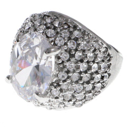 Mi Amore Crystal Sized-Ring Silver-Tone Size 6.00