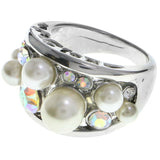 Mi Amore AB Finish Crystal Sized-Ring Silver-Tone Size 8.00