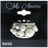Mi Amore AB Finish Crystal Sized-Ring Silver-Tone Size 8.00