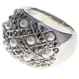 Mi Amore Crystal Sized-Ring Silver-Tone/Gray Size 6.00