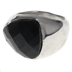 Mi Amore Crystal Sized-Ring Silver-Tone/Black Size 7.00