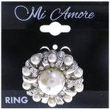 Mi Amore Crystal Sized-Ring Silver-Tone Size 6.00