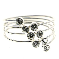 Mi Amore Stackable  Crystal Multiple-Ring-Set Silver-Tone Size 10.00
