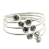 Mi Amore Stackable  Crystal Multiple-Ring-Set Silver-Tone Size 10.00