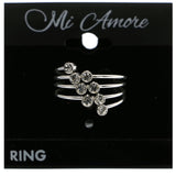 Mi Amore Stackable  Crystal Multiple-Ring-Set Silver-Tone Size 10.00
