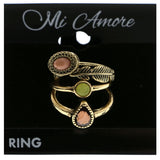 Mi Amore Stackable  Faceted Multiple-Ring-Set Gold-Tone & Multicolor Size 8.00