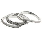 Mi Amore Stackable  Crystal Multiple-Ring-Set Silver-Tone Size 7.00