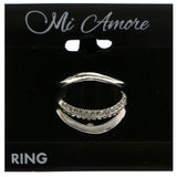 Mi Amore Stackable  Crystal Multiple-Ring-Set Silver-Tone Size 7.00