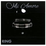 Mi Amore Comes with Midi Ring  Stone Multiple-Ring-Set Silver-Tone & Black Size 7.00