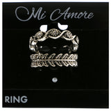 Mi Amore Leaf Stackable Crystal Multiple-Ring-Set Silver-Tone Size 8.00