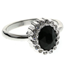 Mi Amore Crystal Sized-Ring Silver-Tone/Black Size 8.00