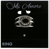 Mi Amore Stackable  Crystal Multiple-Ring-Set Silver-Tone Size 7.00
