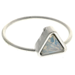 Mi Amore Triangle Crystal Sized-Ring Silver-Tone Size 9.00