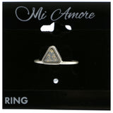 Mi Amore Triangle Crystal Sized-Ring Silver-Tone Size 10.00