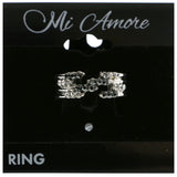 Mi Amore Faux-Stacked Crystal Sized-Ring Silver-Tone & Black Size 7.00