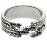 Mi Amore Faux-Stacked Crystal Sized-Ring Silver-Tone & Black Size 9.00