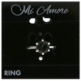 Mi Amore Faceted Sized-Ring Silver-Tone/Green Size 7.00