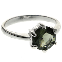 Mi Amore Faceted Sized-Ring Silver-Tone/Green Size 9.00