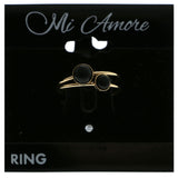 Mi Amore Stackable  Stone Multiple-Ring-Set Gold-Tone & Black Size 7.00