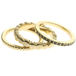 Mi Amore Stackable  Crystal Multiple-Ring-Set Gold-Tone Size 8.00