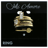 Mi Amore Stackable  Crystal Multiple-Ring-Set Gold-Tone Size 9.00