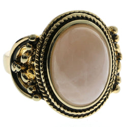Mi Amore Semi-Precious Stone Sized-Ring Gold-Tone/Pink Size 7.00
