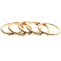 Mi Amore Stackable  Crystal Multiple-Ring-Set Rose-Gold-Tone Size 10.00