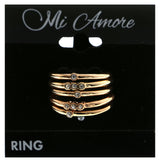Mi Amore Stackable  Crystal Multiple-Ring-Set Rose-Gold-Tone Size 10.00