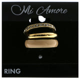 Mi Amore Stackable  Crystal Multiple-Ring-Set Gold-Tone & Pink Size 7.00